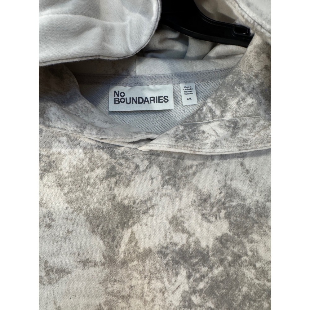 No Boundaries Hoodie Men 3XL Gray Tie Dye Sweatshirt Streetwear NEW - Picture 2 of 7